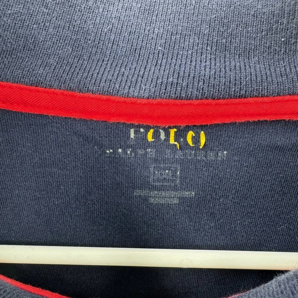 Polo Ralph Lauren Track Jacket‎ Mens XXL Navy Blue Red Logo Stripe Zip Up Cotton